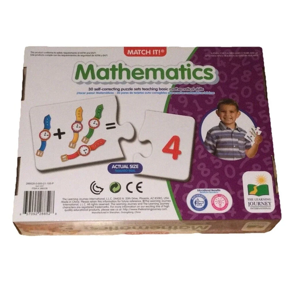 Learning Journey Match It Mathematics 30 Self-Correcting Puzzle Sets Complete